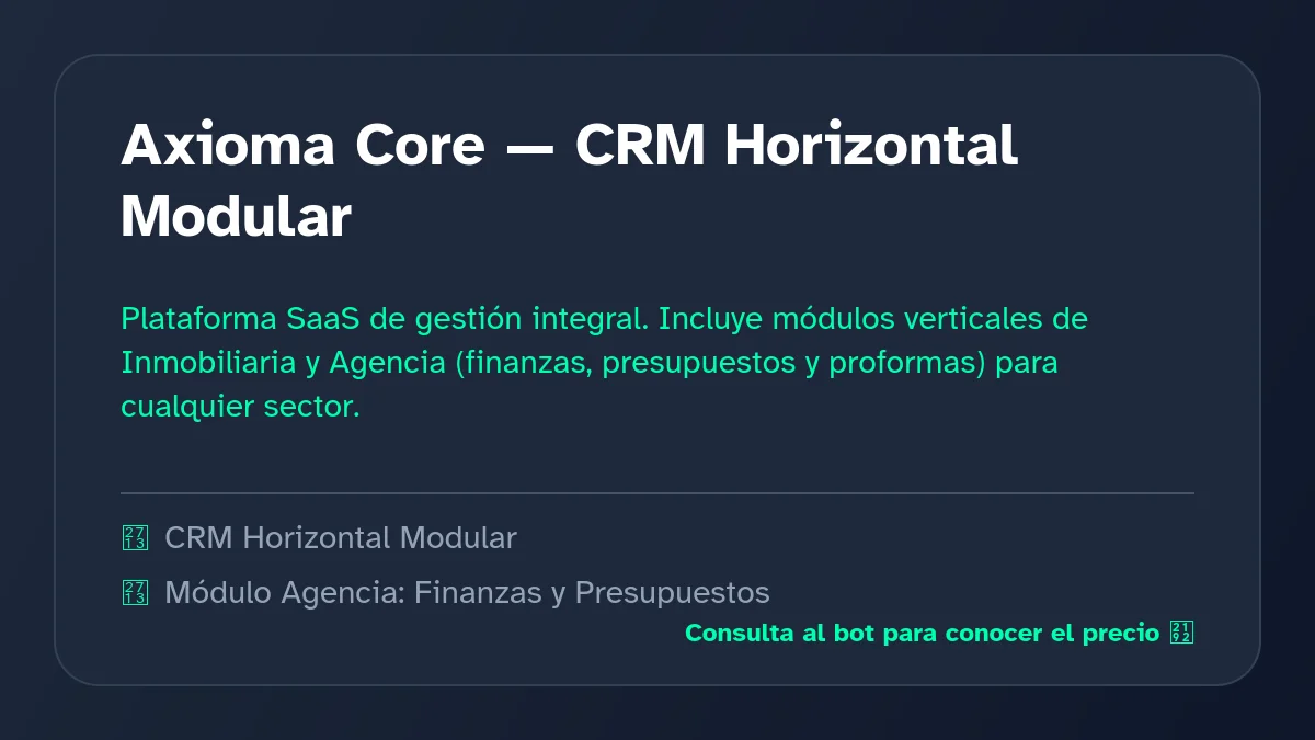 Axioma Core — CRM Horizontal Modular: La Revolución Digital